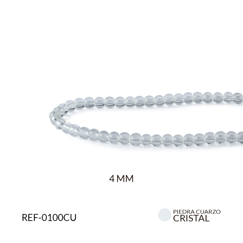 Piedra natural cuarzo cristal 4MM / sarta X 90 UND Aprox / REF-0100CU