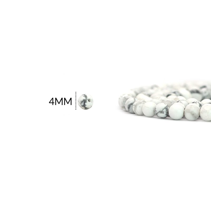 Piedra natural 4 mm cuarzo howlita color blanco / x sarta  / REF-0100CW