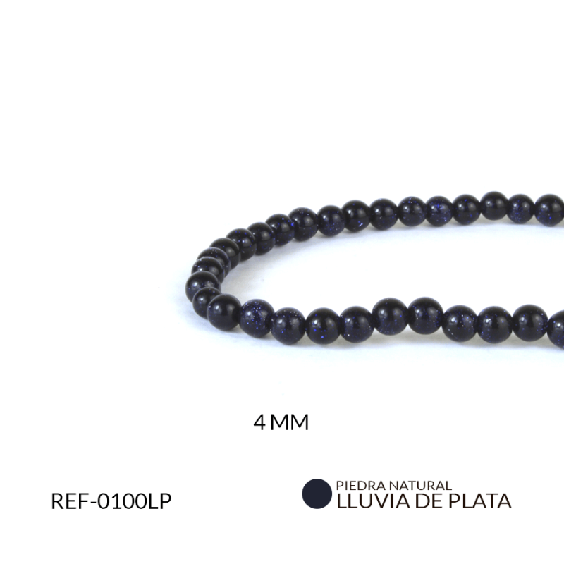 Piedra natural 4MM  lluvia de plata / Sarta X 93 und Aprox / Ref-0100LP 