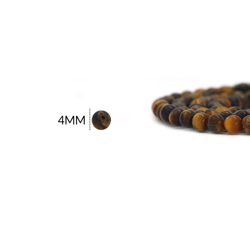 PIEDRA NATURAL 4MM OJO DE TIGRE / X SARTA 90 UND Aprox / REF-0100OT