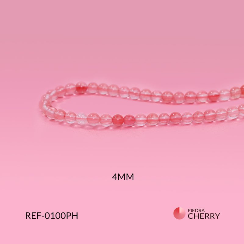Piedra natural redonda 4mm cherry / x sarta / Ref-0100PH / Ref-0100PH