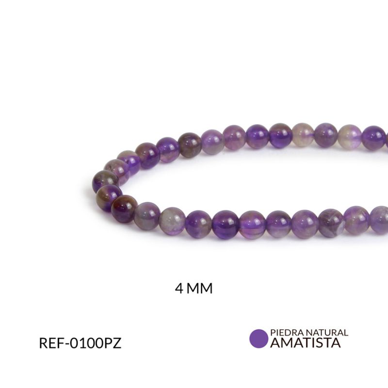 Piedra natural 4mm amatista  / x sarta / Ref-0100PZ / Ref-0100PZ