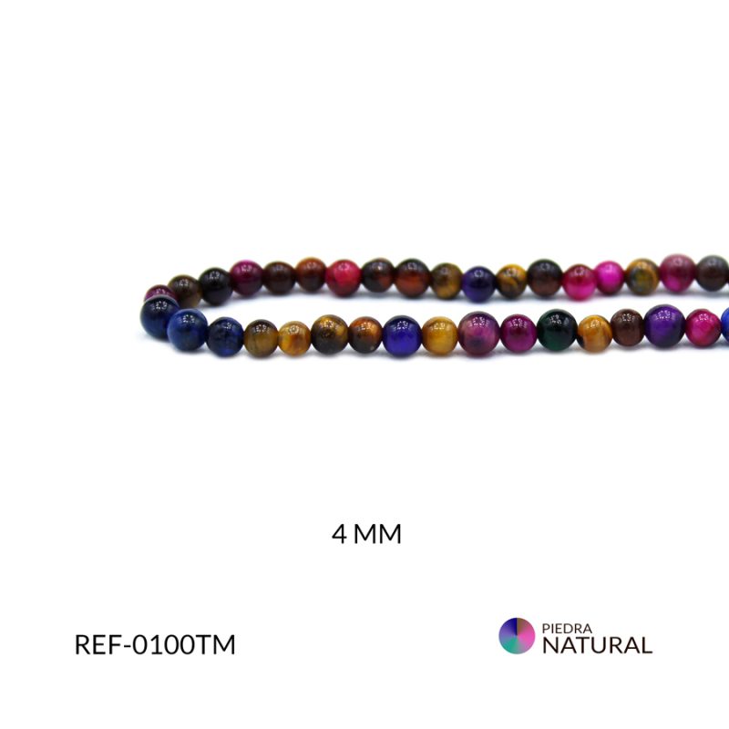 Piedra natural ojo de tigre mixta 4mm / x sarta / Ref-0100TM 