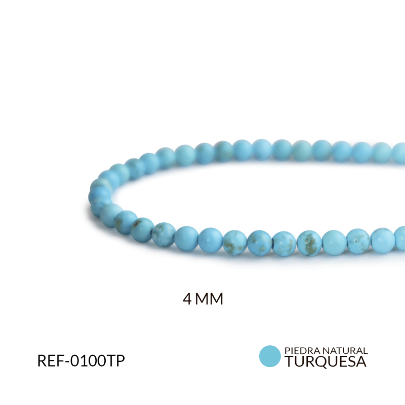 Piedra natural 4mm color turquesa pura / x sarta / REF-0100TP
