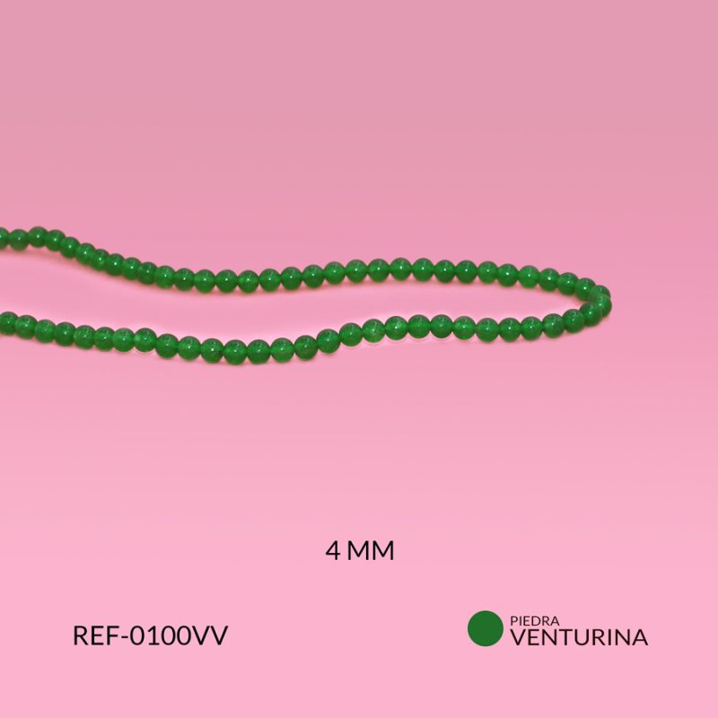 Piedra natural Verde venturina 4mm / x sarta / Ref-0100VV / Ref-0100VV
