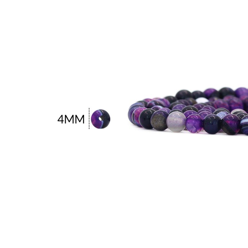 Piedra natural 4mm zardonix morado / sarta x 90 und aprox / Ref-0100ZM / Ref-0100ZM