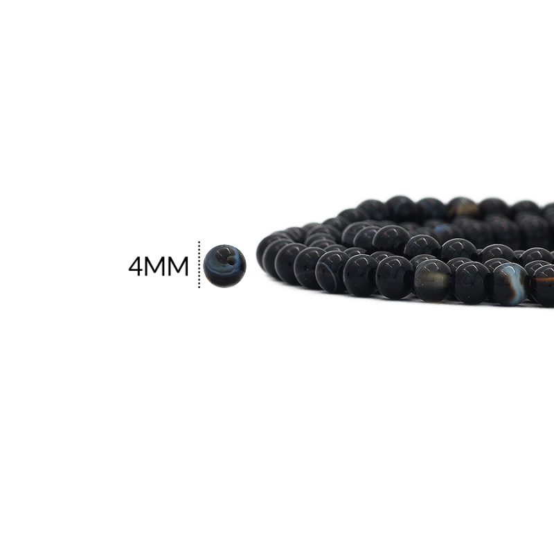 Piedra natural 4mm zardonix negro / x sarta / Ref-0100ZN / Ref-0100ZN
