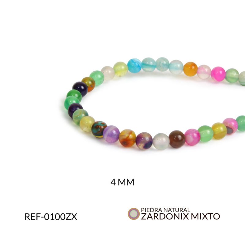 Piedra natural 4mm zardonix mixto / x sarta / ref-0100ZX / ref-0100ZX