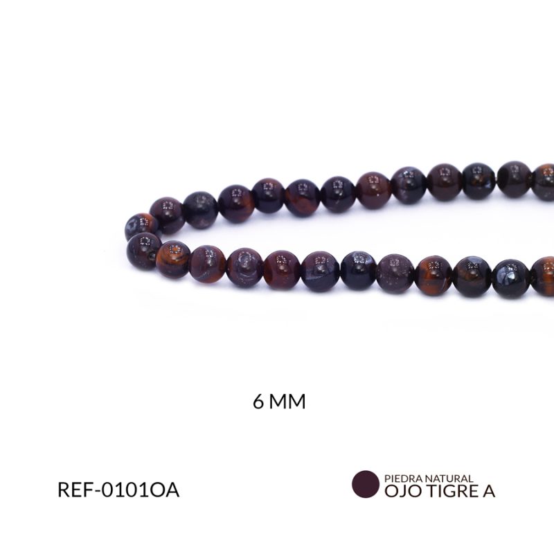 Piedra Natural redonda ojo tigre africano 6mm / x sarta / ref-0101OA / ref-0101OA