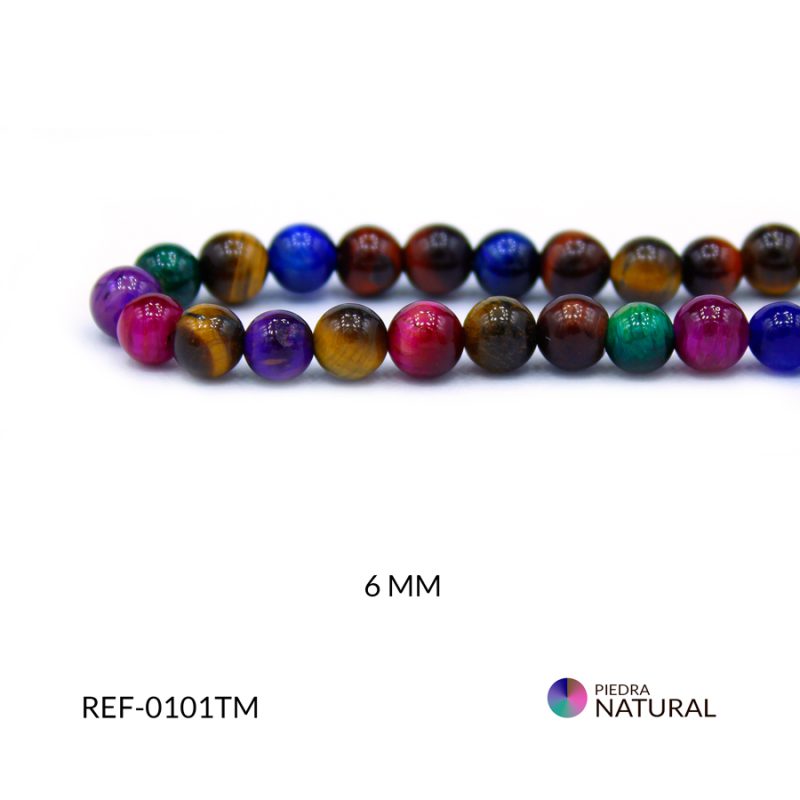 Piedra natural ojo de tigre mixta 6mm / x sarta / Ref-0101TM / Ref-0101TM