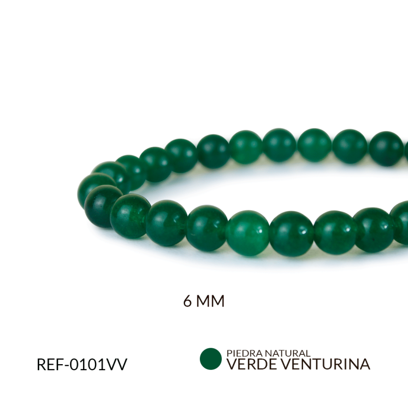 Piedra Natural redonda verde venturina 6mm / x sarta / ref-0101VV / REF-0101VV