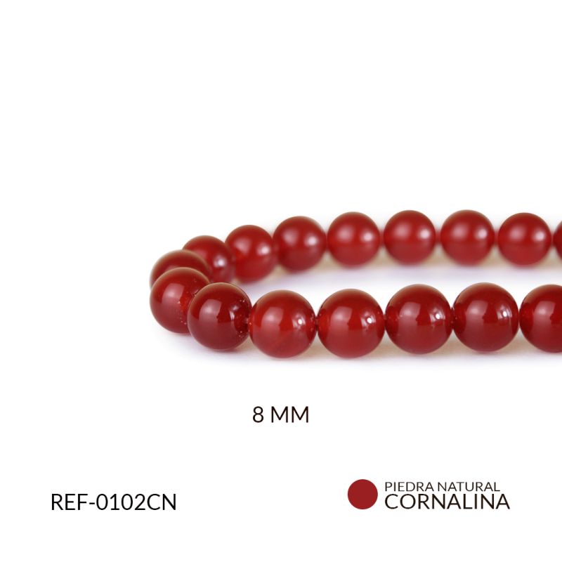 Piedra natural cornalina 8mm / sarta x 48 unidades aprox / REF-0102CN