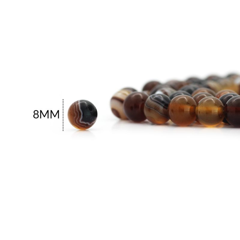 Piedra natural 8mm zardonix café / sarta x 47 und aprox / Ref-0102ZC / Ref-0102ZC