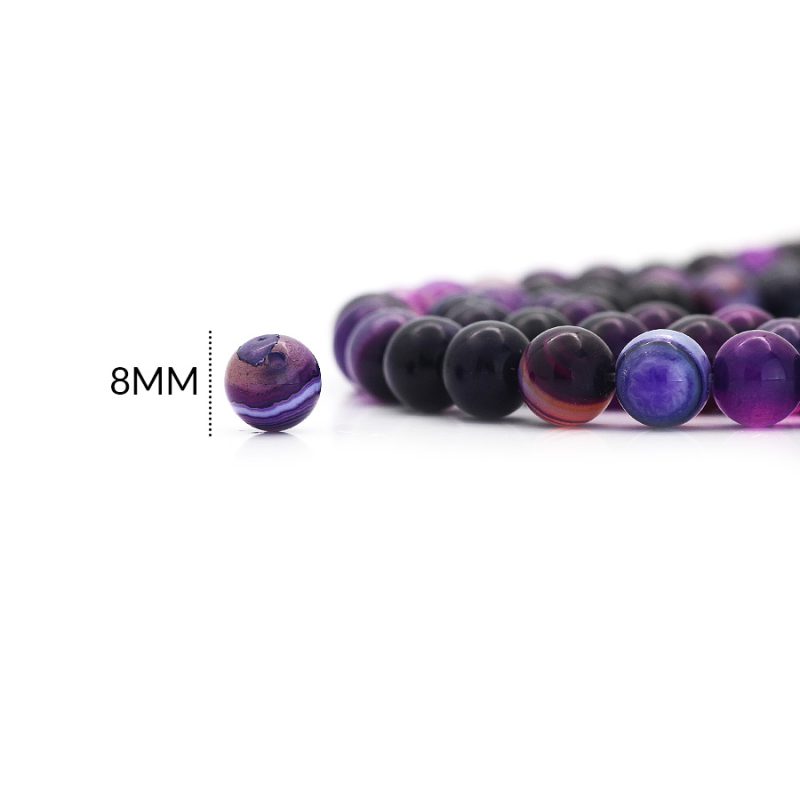 Piedra natural 8mm zardonix morado / sarta x promedio de 48 und / Ref-0102ZM / Ref-0102ZM