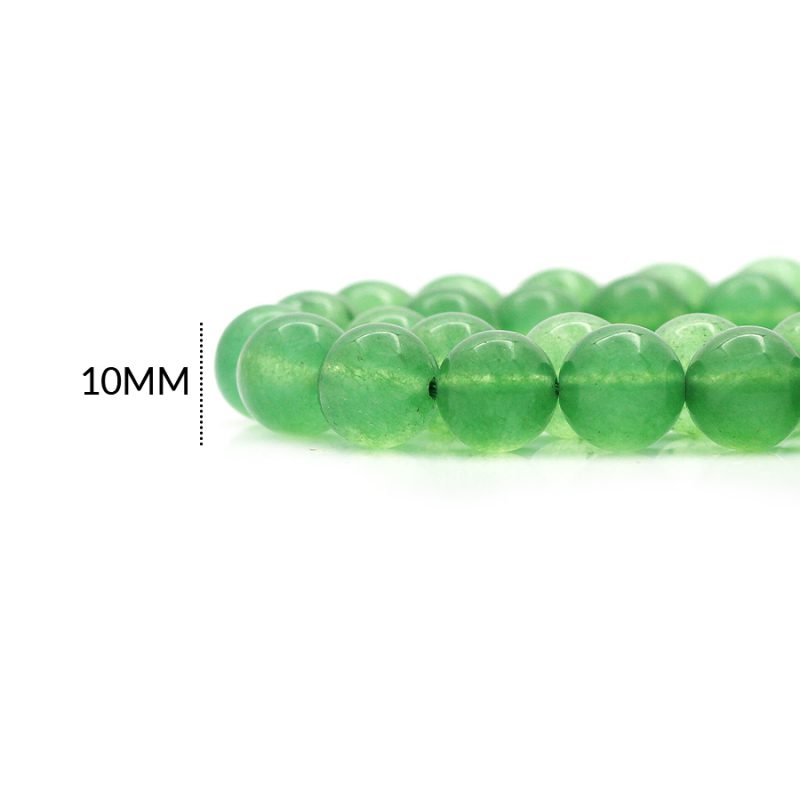 Piedra natural verde venturina 10mm / x sarta promedio de 38 unidades / REF-0103VV
