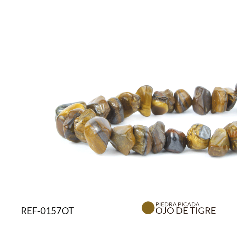 PIEDRA PICADA OJO DE TIGRE GRANDE / sarta x 40 cm aprox / REF-0157OT