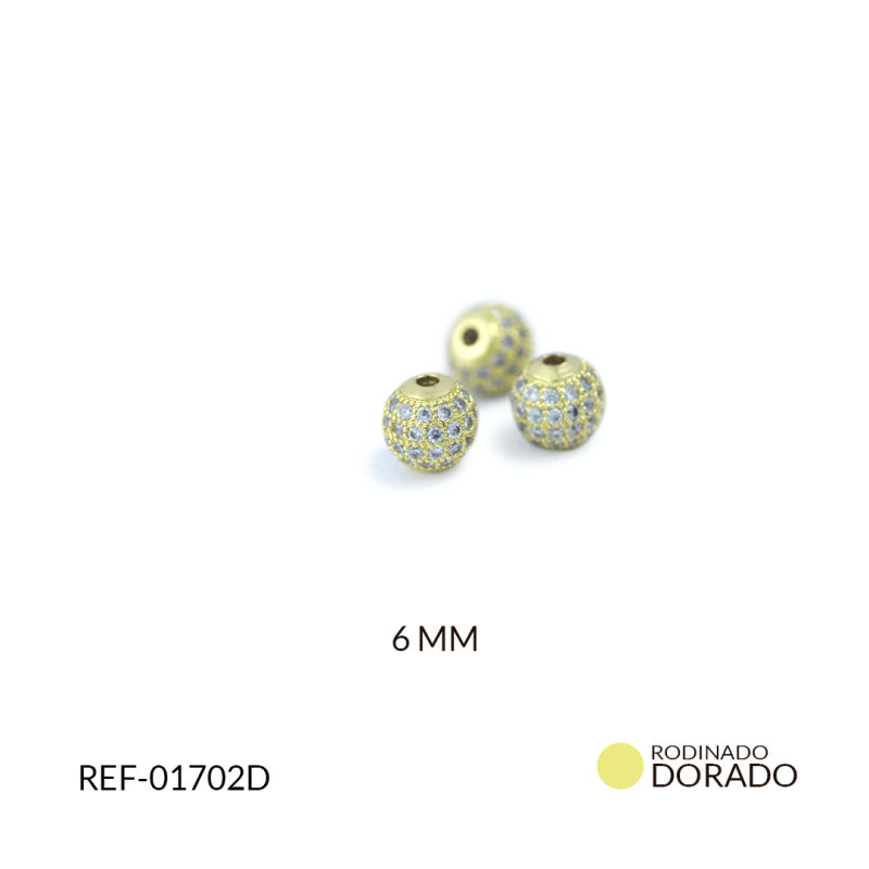 Separador rodinado balin circon plateado 6mm / x unidad / Ref-01702D / REF-01702D