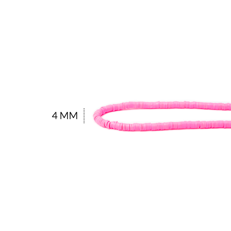FIMO DISCO 4MM / color fucsia neon / x sarta de 38 cm aprox / REF-0172C43 / REF-0172C43