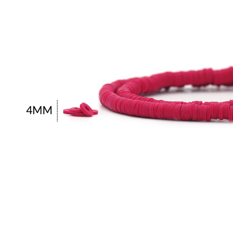 FIMO DISCO ROJO PALIDO 4MM / x sarta de 39 cm  aprox / ref - 0172C93