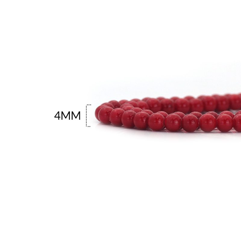 PIEDRA FOSIL 4MM / color ROJO BANDERA / X SARTA / promedio 94 und / ref - 0200RB