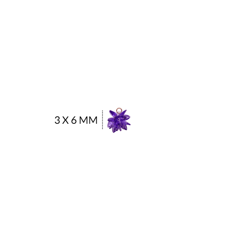 DIJE CRISTAL RAMO HOJAS 3 X 6MM / morado / X UNIDAD / REF-0214MORADO / REF-0214morado