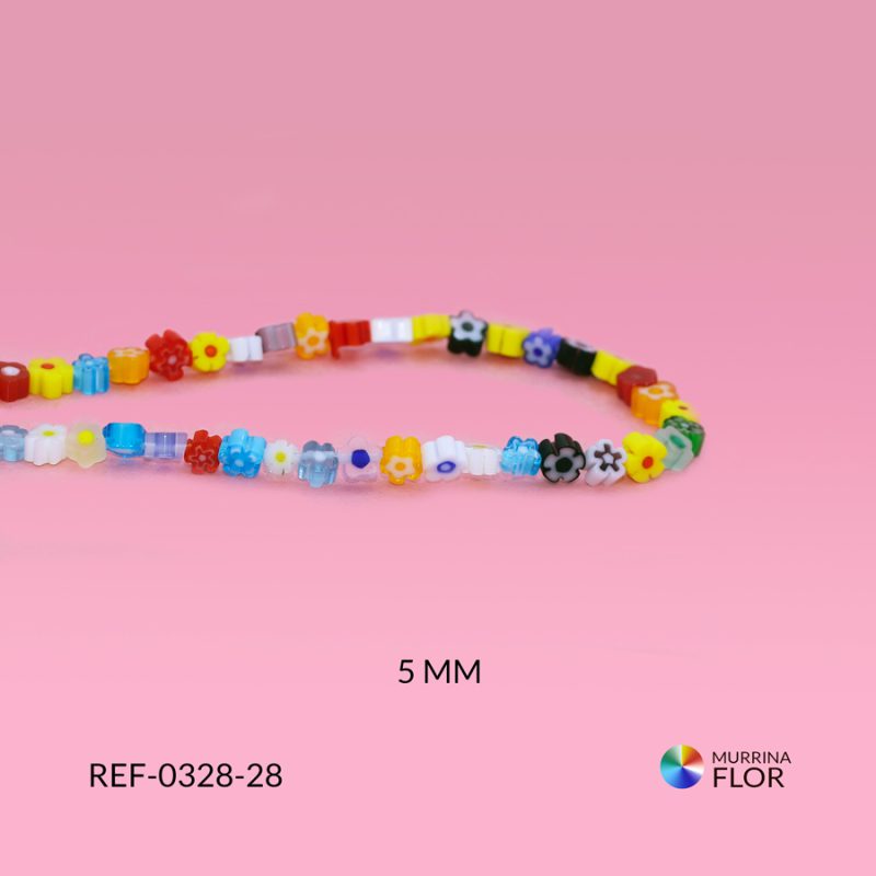 Murrina flor mixta 5mm / x sarta / Ref-0328-28 / Ref-0328-28
