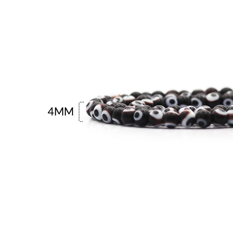 Ojo turco redondo de vidrio negro 4mm / x sarta / Ref-0350C15