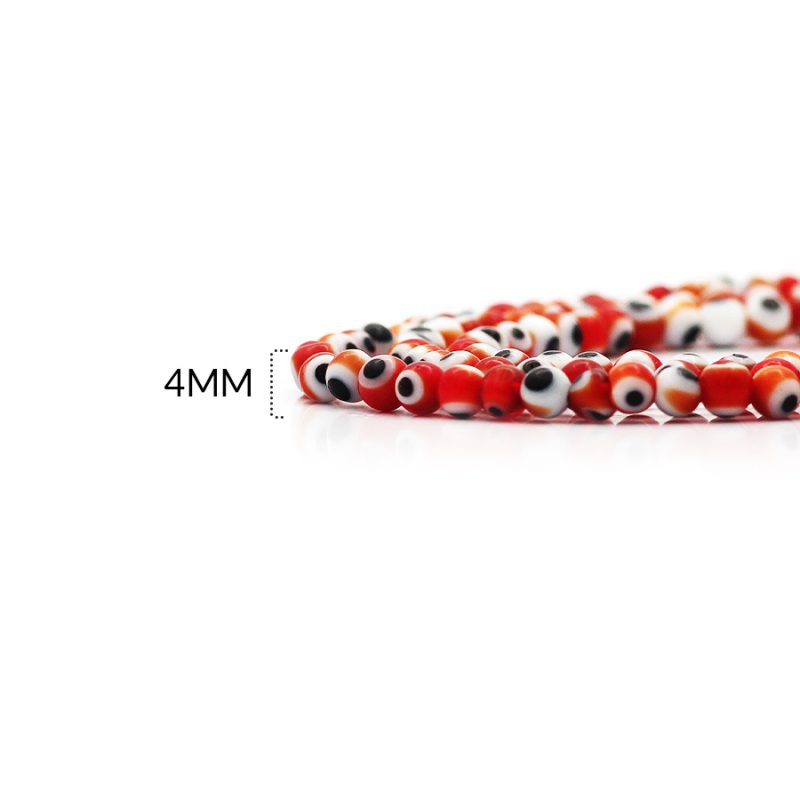 Ojo turco redondo vidrio color rojo 4mm / x sarta / Ref-0350C5