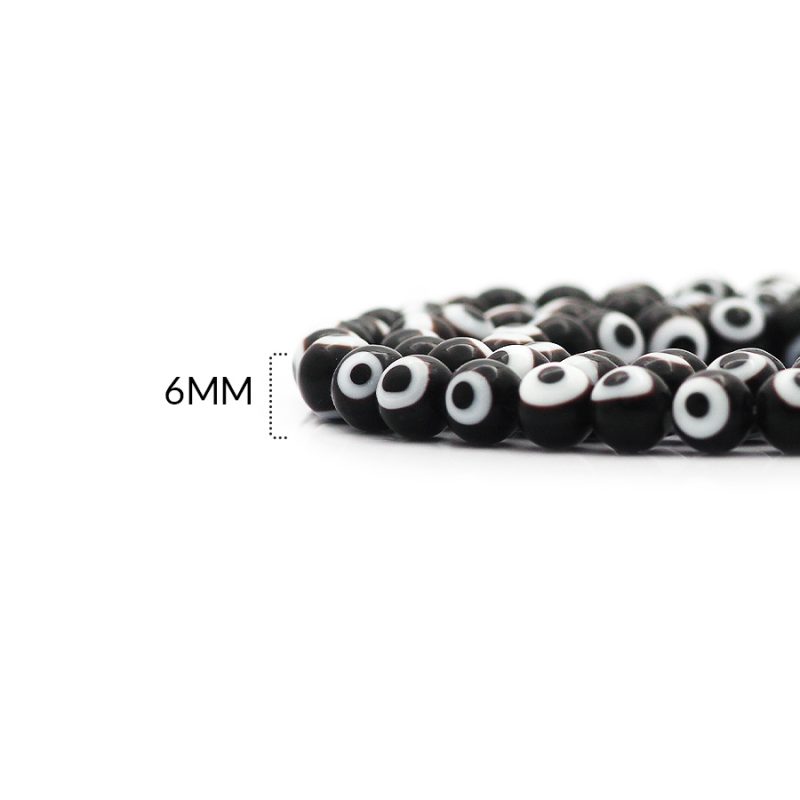 Ojo turco redondo vidrio color negro 6mm / x sarta / Ref-0351C15