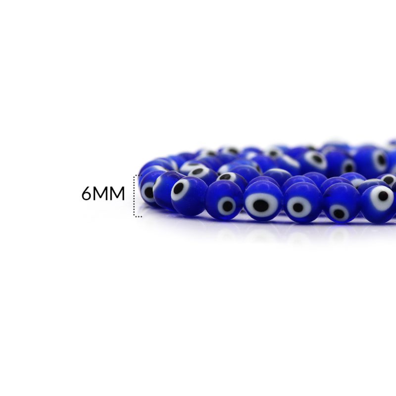 Ojo turco redondo vidrio azul rey 6mm / x sarta / Ref-0351C56