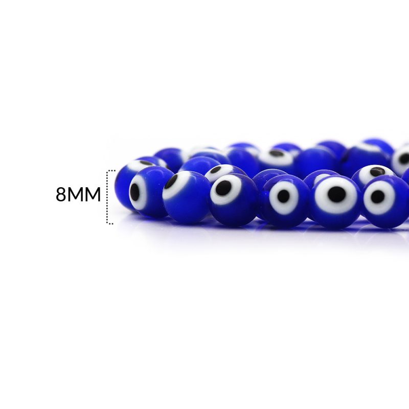 Ojo turco redondo vidrio azul rey 8mm / x sarta / Ref-0352C56