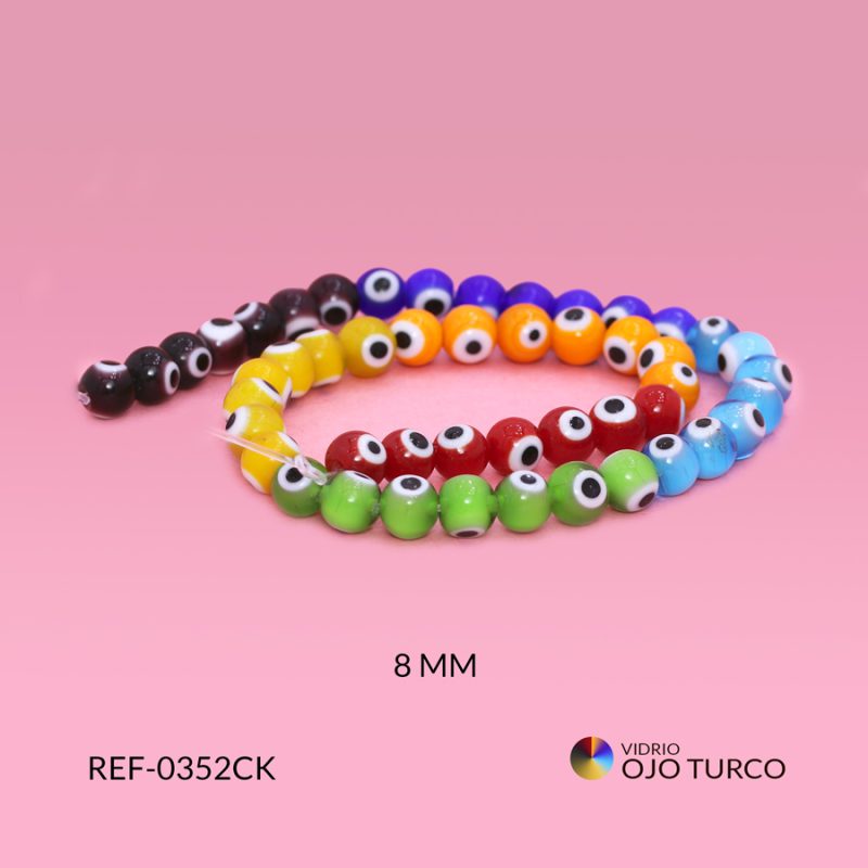 Ojo turco vidrio 7 chakras 8mm / x sarta / Ref-0352CK