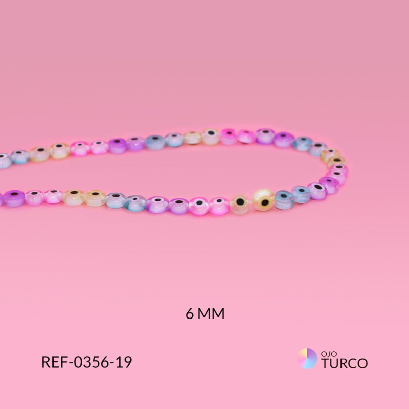 ojo turco vidrio mixto pastel plano 6mm / x sarta / Ref-0356-19
