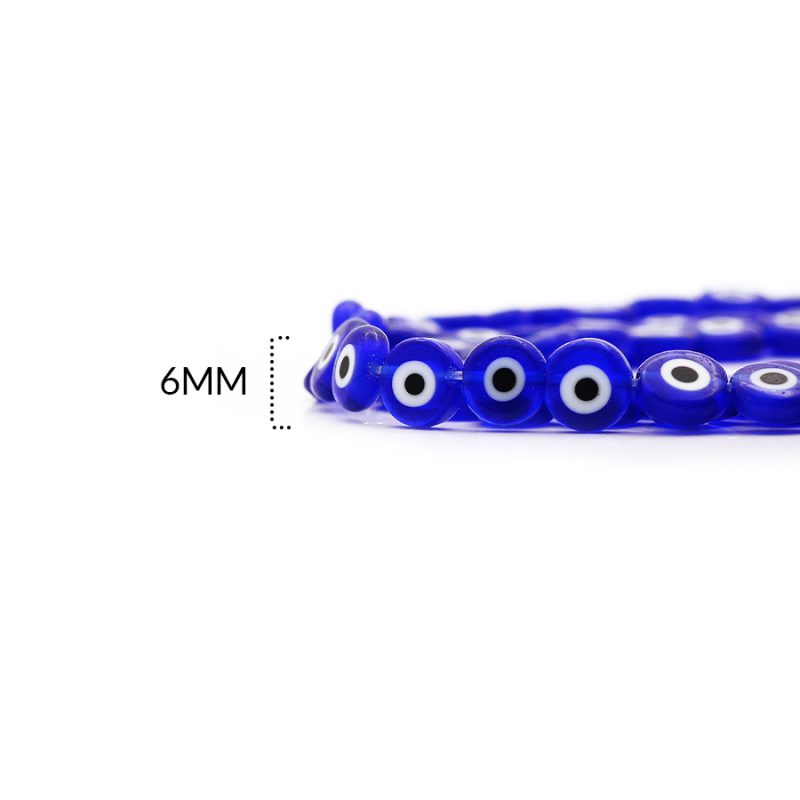 Ojo turco plano en vidrio color azul rey 6mm / x sarta / Ref–0356C56