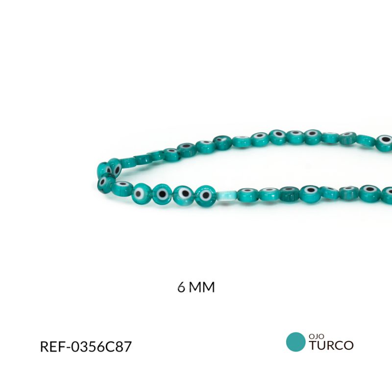 Ojo turco vidrio plano 6 mm color verde jade / x sarta / Ref-0356C87