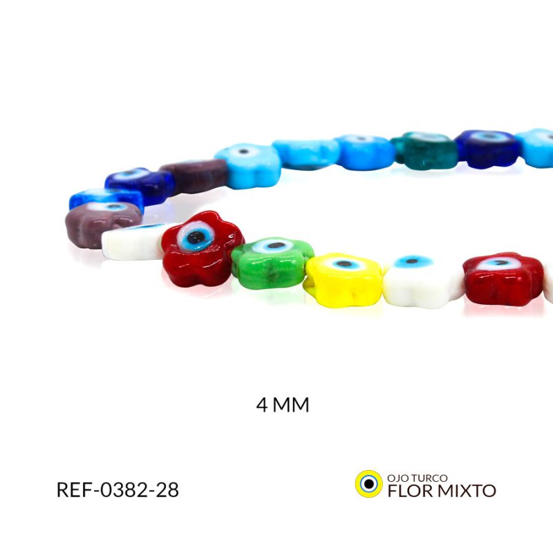 Estrella vidrio ojo turco plano colores mixtos 12mm / x sarta / Ref-0382-28