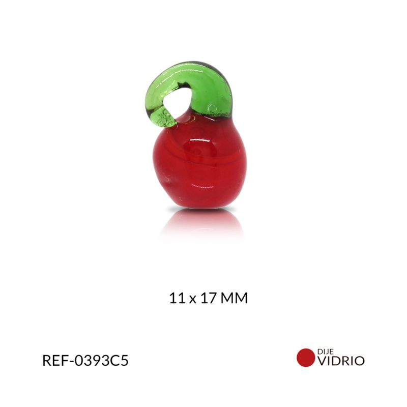 Dije vidrio cereza 11x 17mm / x unidad /& Ref-0393C5 / Ref-0393C5