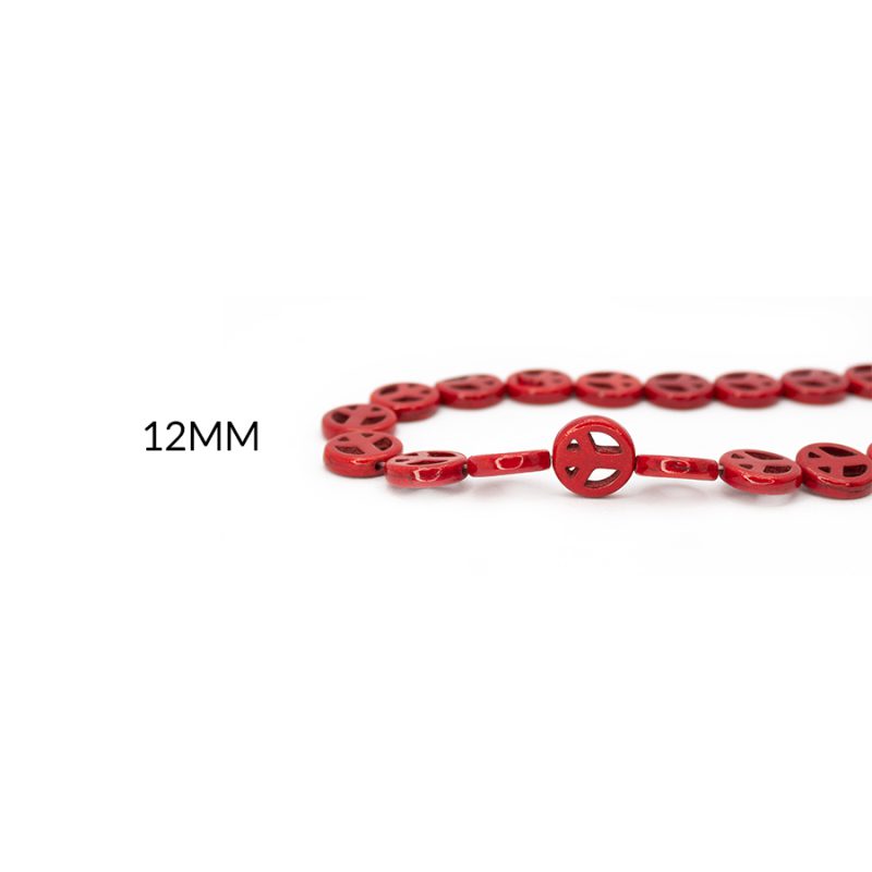 HOWLITA SIMBOLO PAZ 12MM / color rojo / sarta por 40cm aproximadamente / REF-0540RO / REF-0540RO