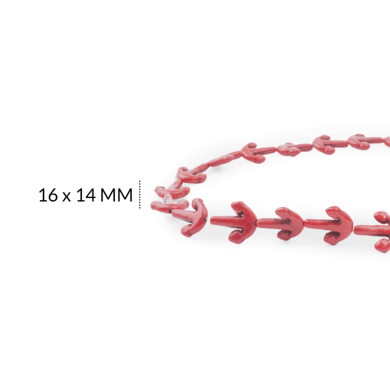 HOWLITA ANCLA ROJO 16 X 14 MM / sarta x 39 cm aprox / REF-0613RO / REF-0613RO