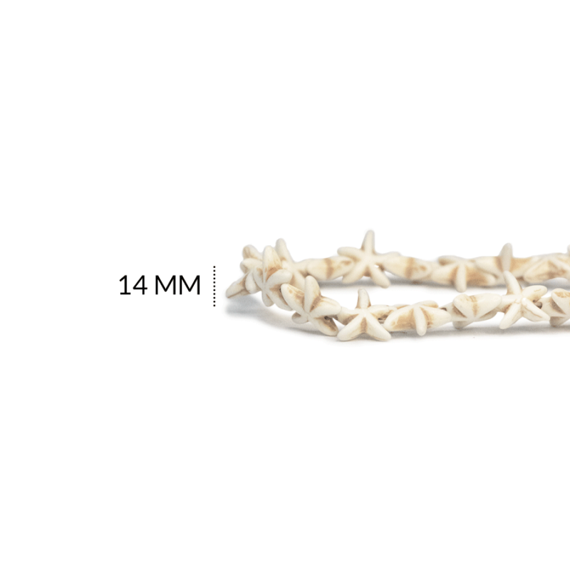 Howlita estrella de mar blanco hueso 14 mm / x sarta / Ref-0632BH / Ref-0632BH
