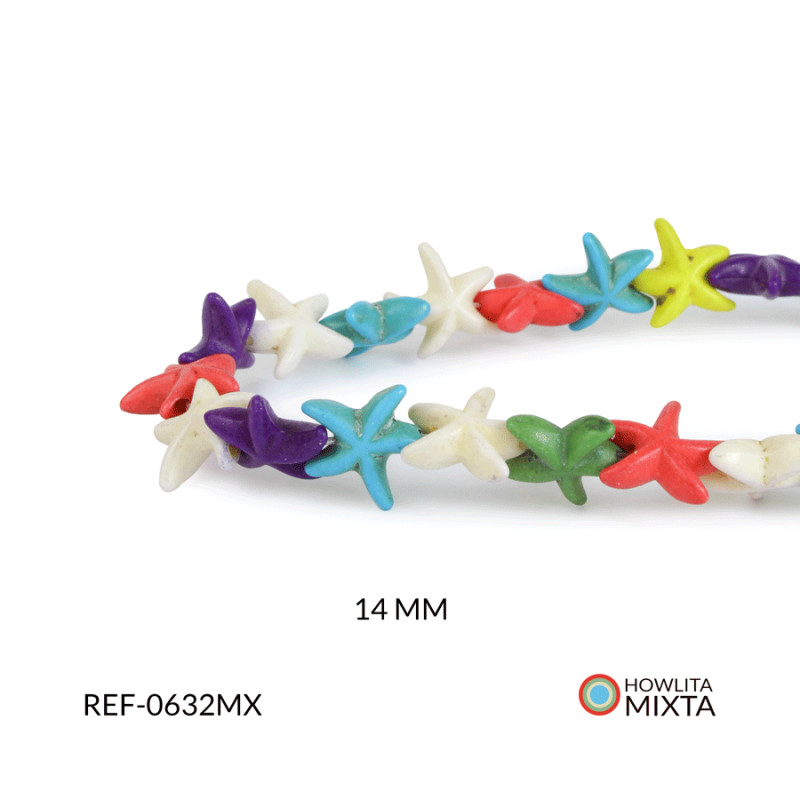 HOWLITA ESTRELLA DE MAR MIXTA MATE 14MM / SARTA x 40CM APROX / Ref-0632MX