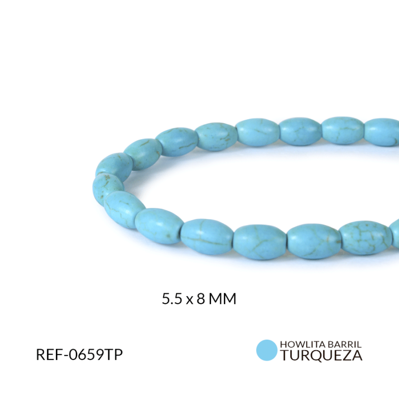 Howlita barril Turqueza P. 5.5x8 MM / x sarta / Ref-0659TP / Ref-0659TP