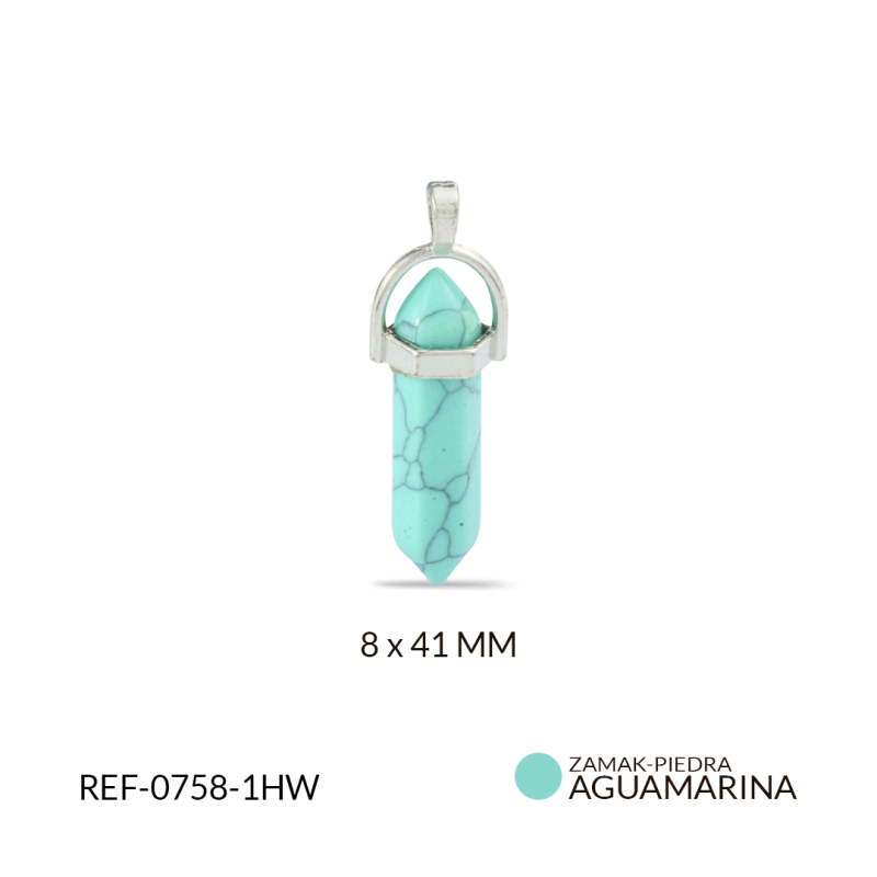 Pendulo zamak niquelado cilindro piedra howlite turquesa 8x41MM / REF-0758-1HW