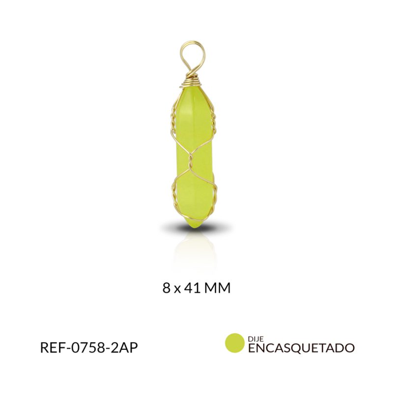 Dije encasquetado alambrismo dorado amarillo 8x41mm / x unidad / Ref-0758-2AP