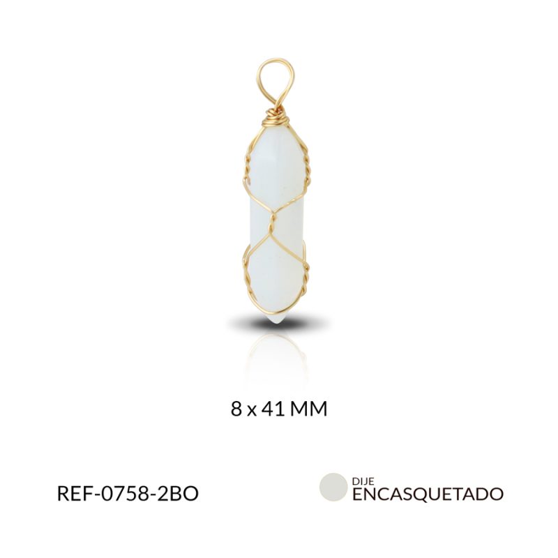 Dije encasquetado alambrismo ópalo  8x41mm / x unidad / Ref-0758-2BO