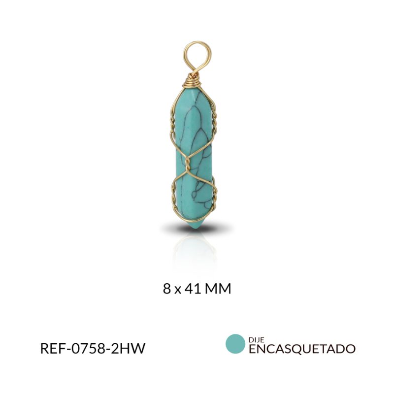 Dije encasquetado alambrismo howlite 8x41mm / x unidad / Ref-0758-2HW