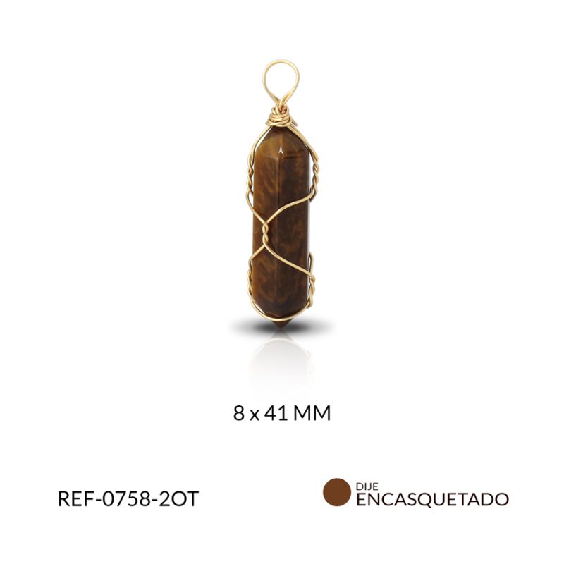 Dije Péndulo cilindro  Cuarzo ojo de tigre 8 x 41 mm / x und / Ref-0758-2OT