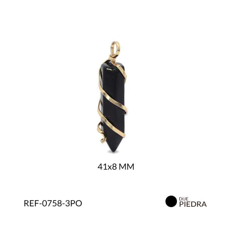 Dije péndulo entorchado piedra natural onix 41x8mm / x unidad / Ref-0758-3PO / Ref-0758-3PO