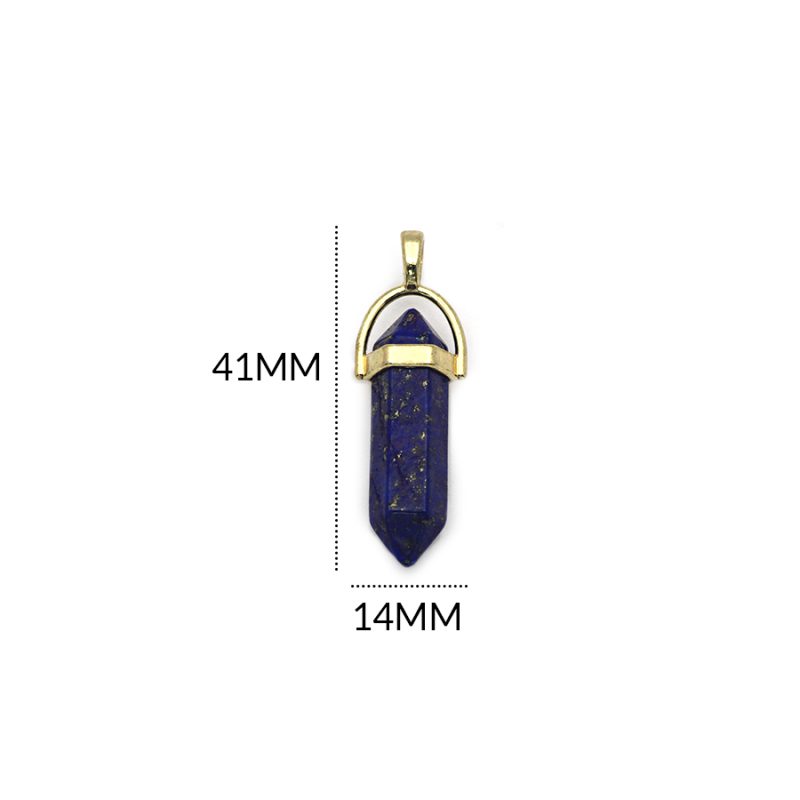 Pendulo zamak dorado cilindro 14 x 41 mm piedra lapislázuli / x und / REF-0758LA