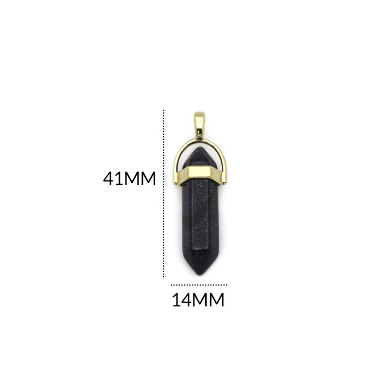 Pendulo en zamak dorado cilindro piedra lluvia de plata / 8x41mm / REF-0758LP